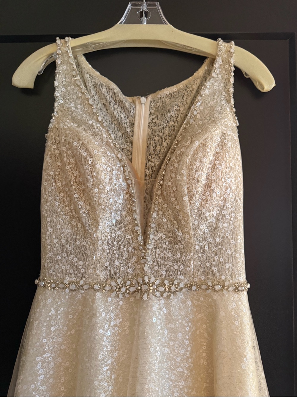 Maggie Sottero “Jarrett” light gold sz 8-discontinued style!!!